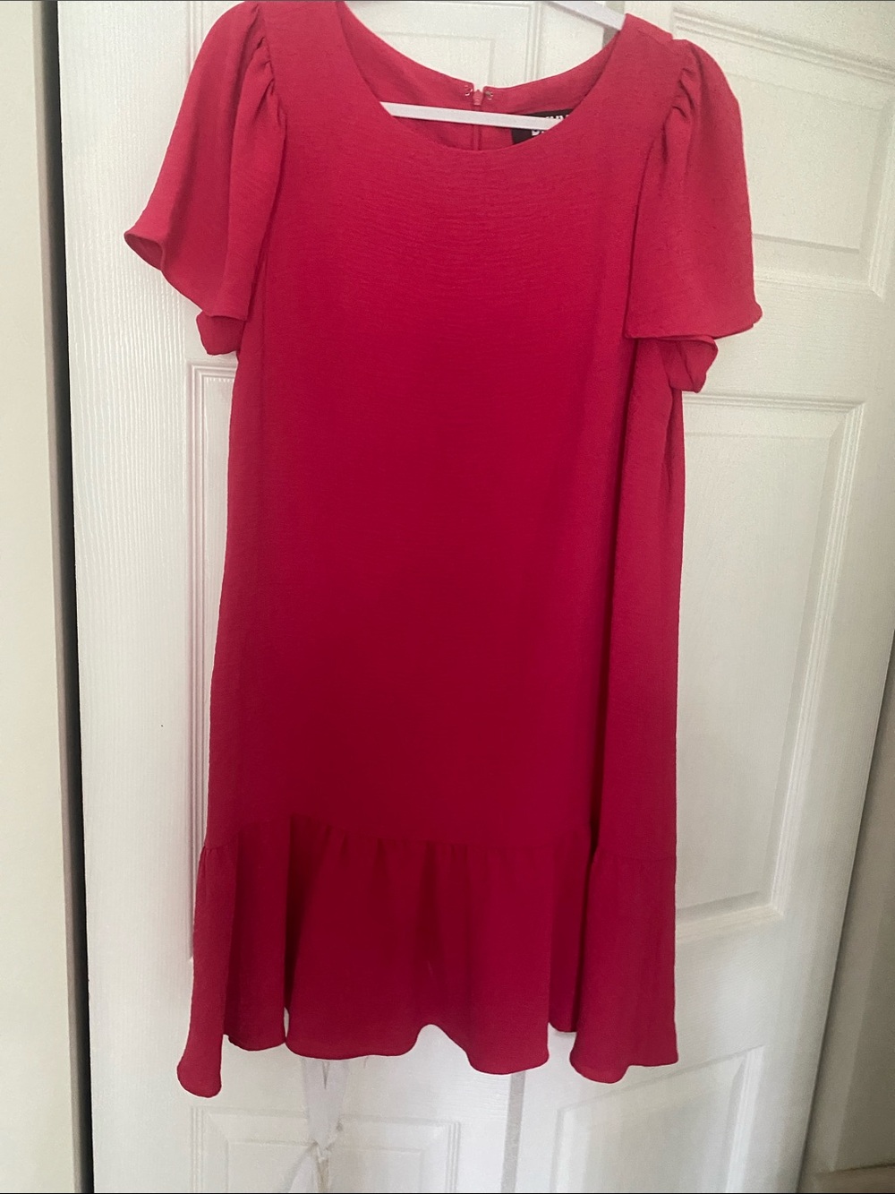 DKNYC Hot Pink Ruffle-Hem Mini Dress